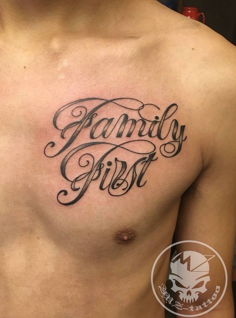 花体字一枚纹身图片_