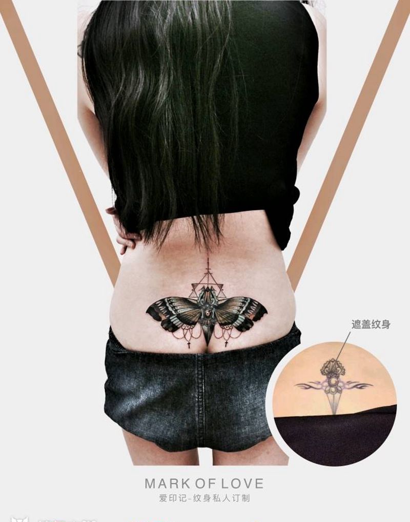 爱印记作品《飞蛾》纹身图片_腰部纹身图案