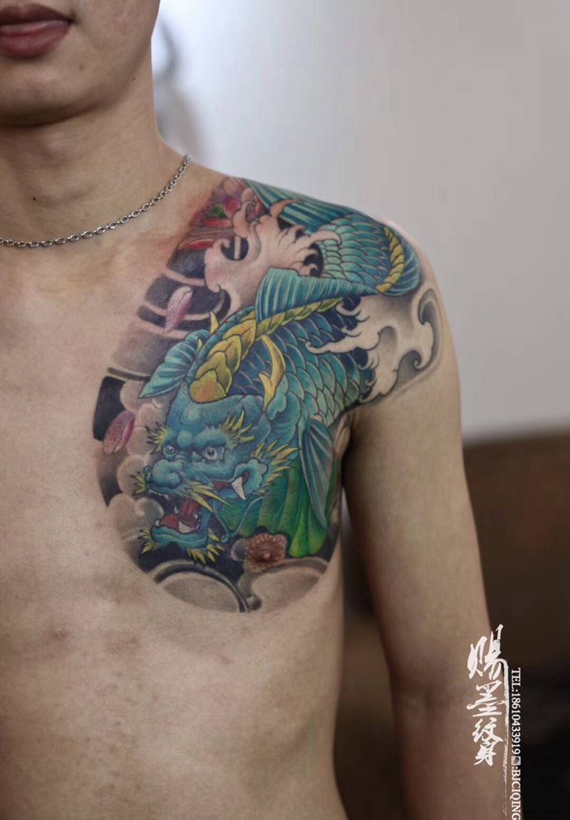 鳌鱼纹身图片_新传统纹身图案