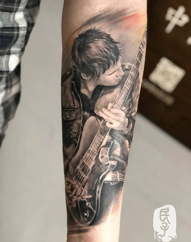 吉他手纹身图片_