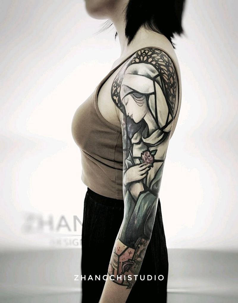 我心中的圣女，不一样的玛利亚纹身图片_手臂纹身图案