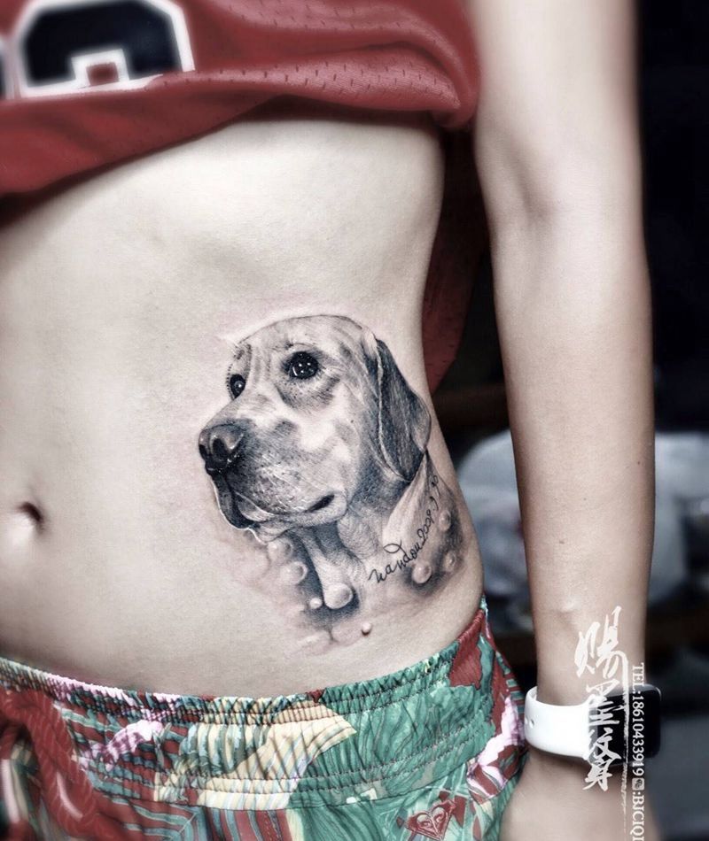 狗狗纹身图片_欧美写实纹身图案