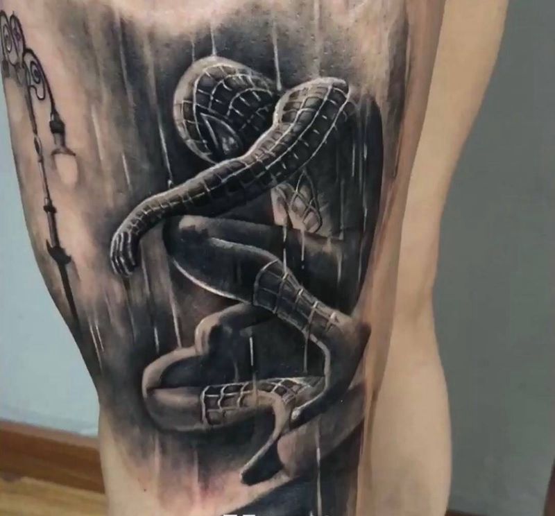 黑蜘蛛，局部纹身图片_