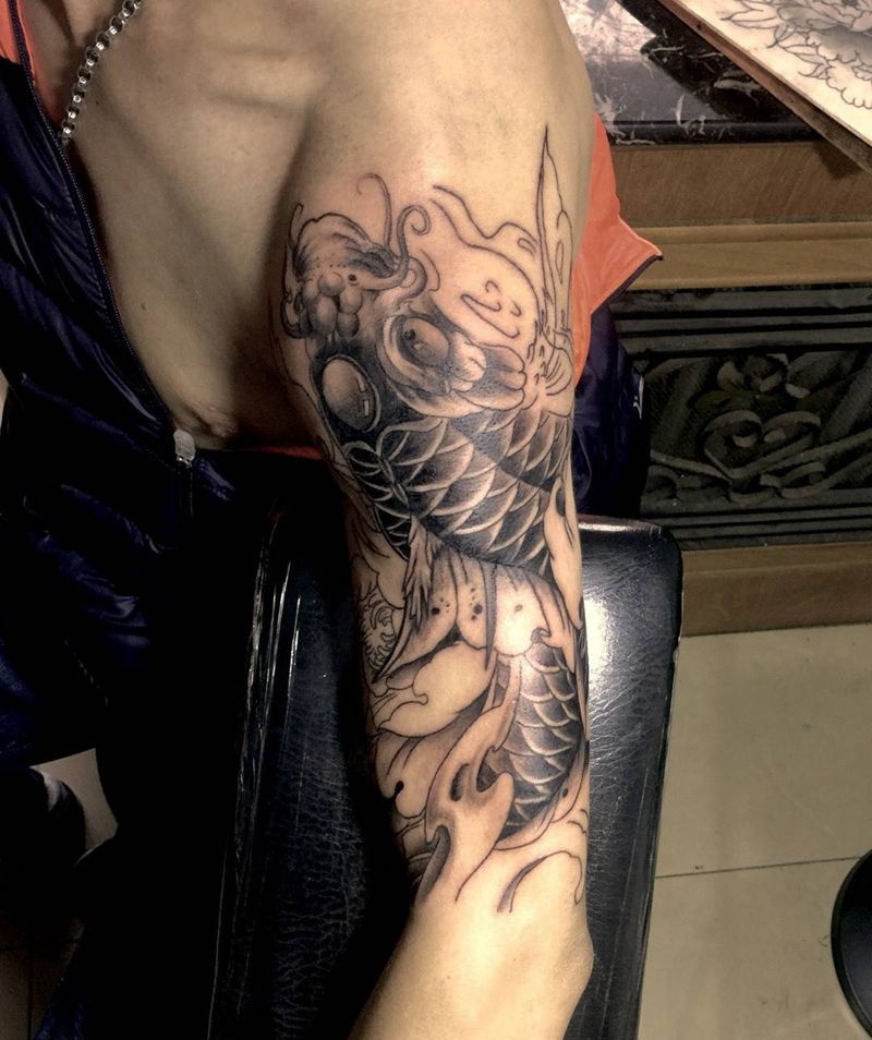 今日小宁工作未完成下次继续！纹身图片_手臂传统动物纹身图案