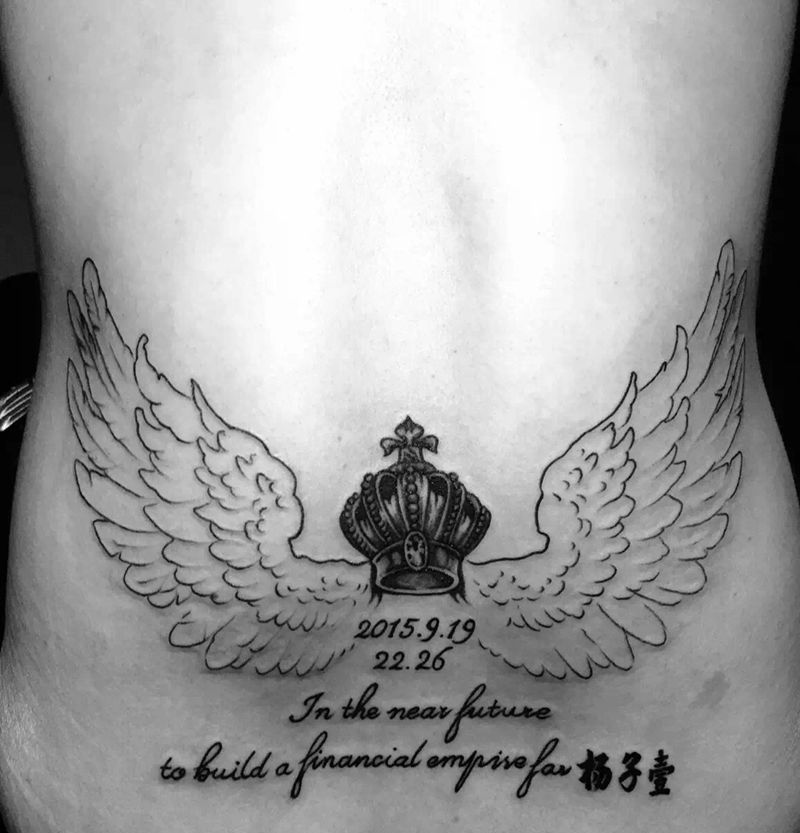 后腰纹身图片_成品腰部欧美纹身图案