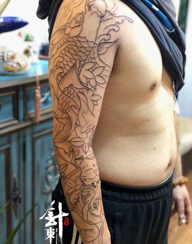 线条完成 下次上色纹身图片_