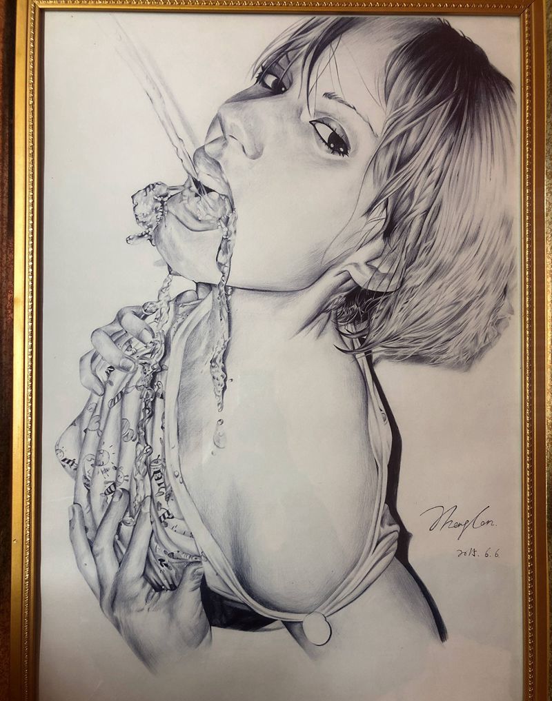 圆珠笔手绘纹身图片_欧美写实圆珠笔本身像肖像纹身图案