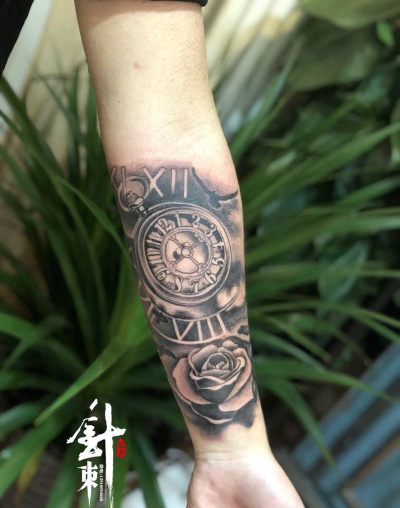 钟表纹身图片_
