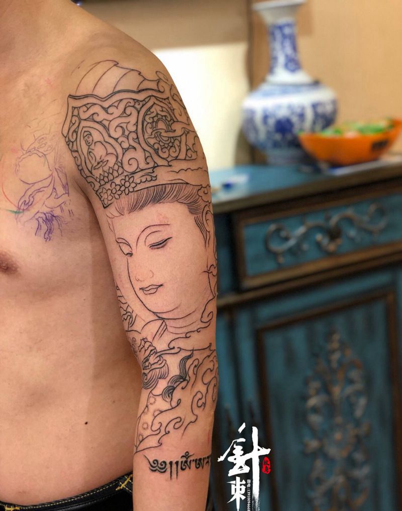 佛纹身图片_手臂纹身图案