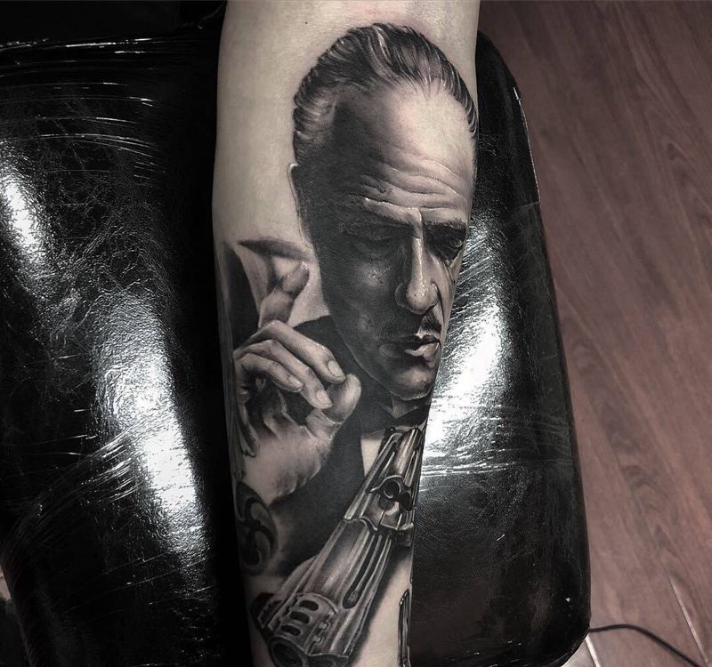 教父（未完）纹身图片_手臂欧美写实电影欧美人物纹身图案