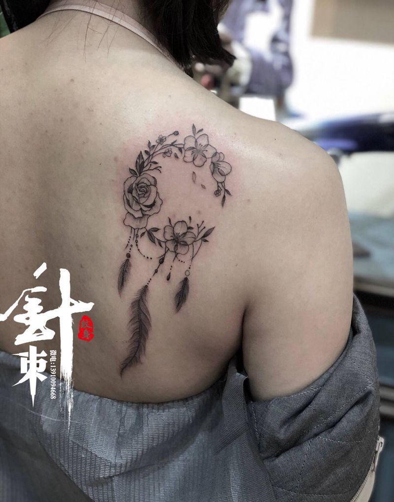 捕梦网纹身图片_肩部纹身图案