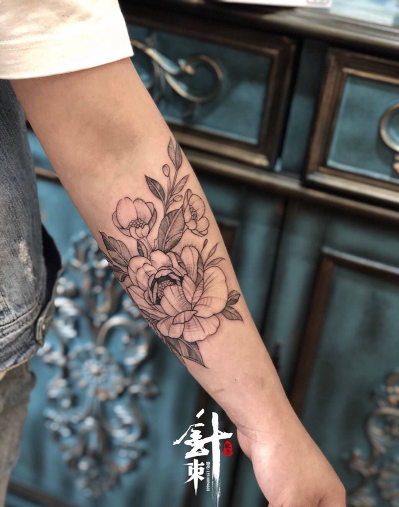 素花纹身图片_手臂纹身图案
