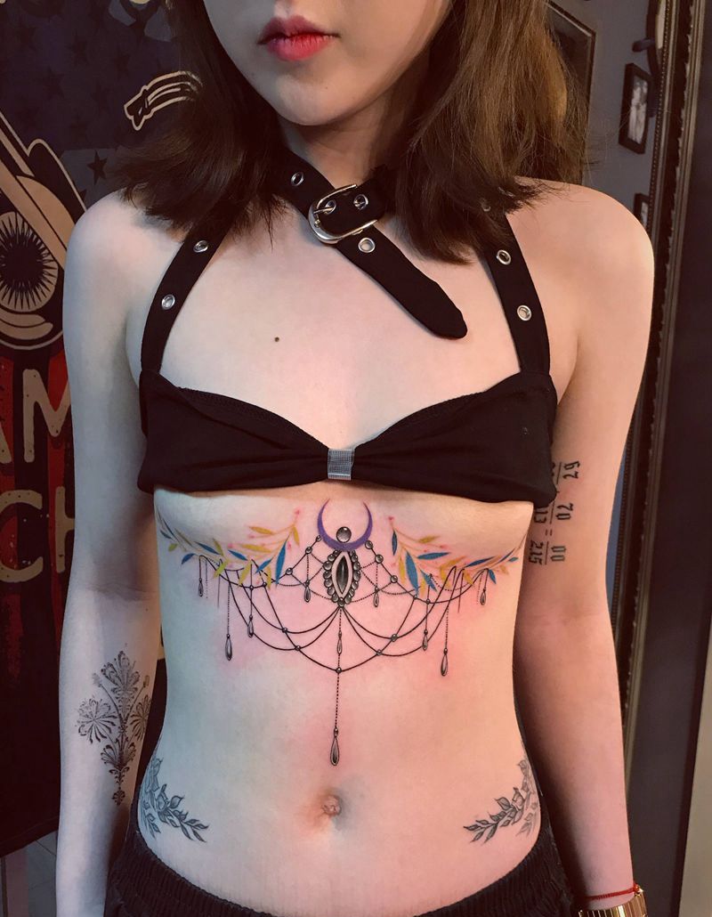 胸下纹身纹身图片_小清新纹身图案