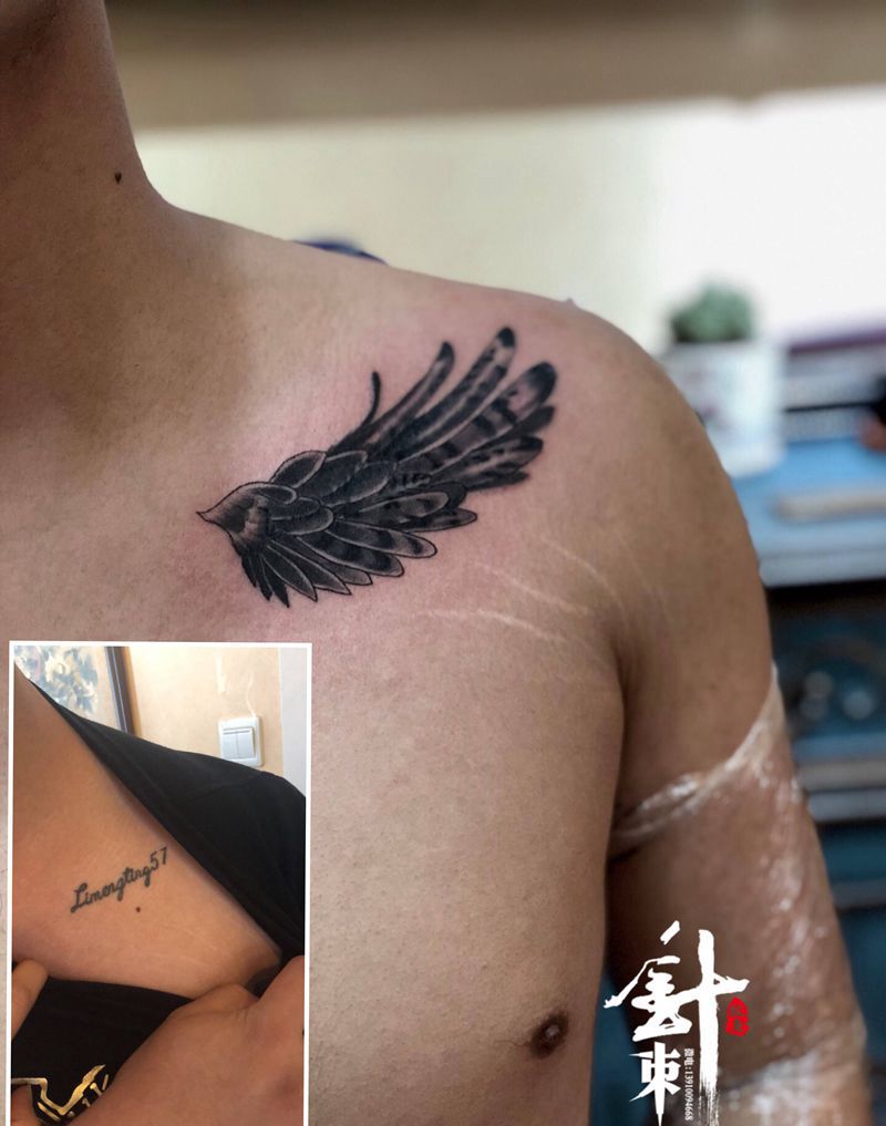 遮盖纹身图片_胸部纹身图案