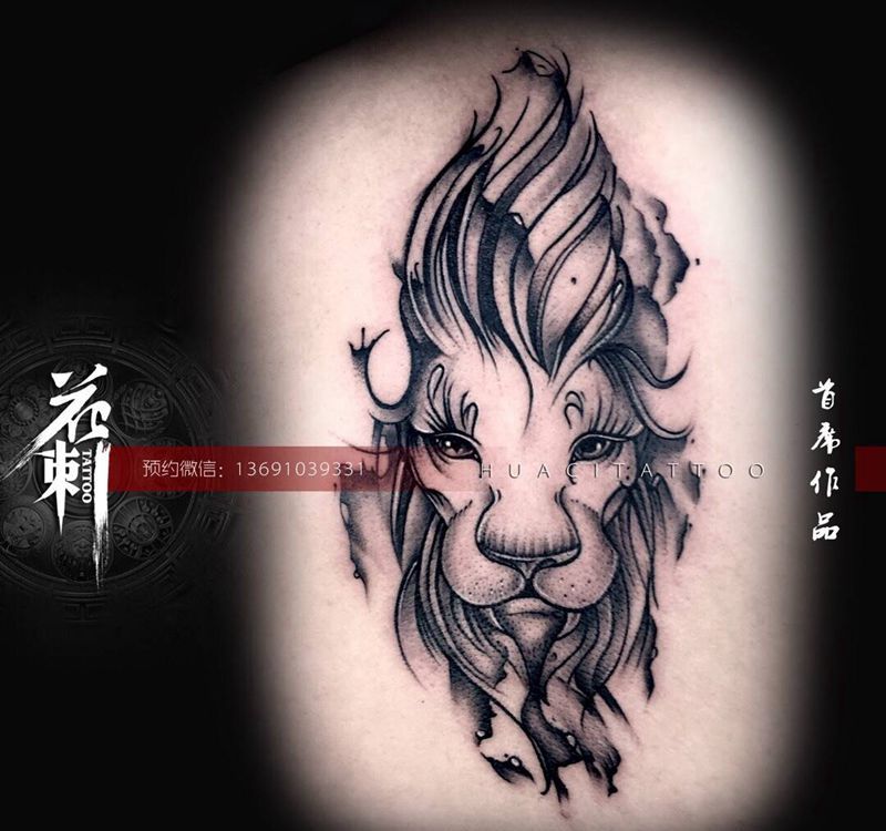 作品回顾纹身图片_腰部手臂欧美写实水墨纹身图案