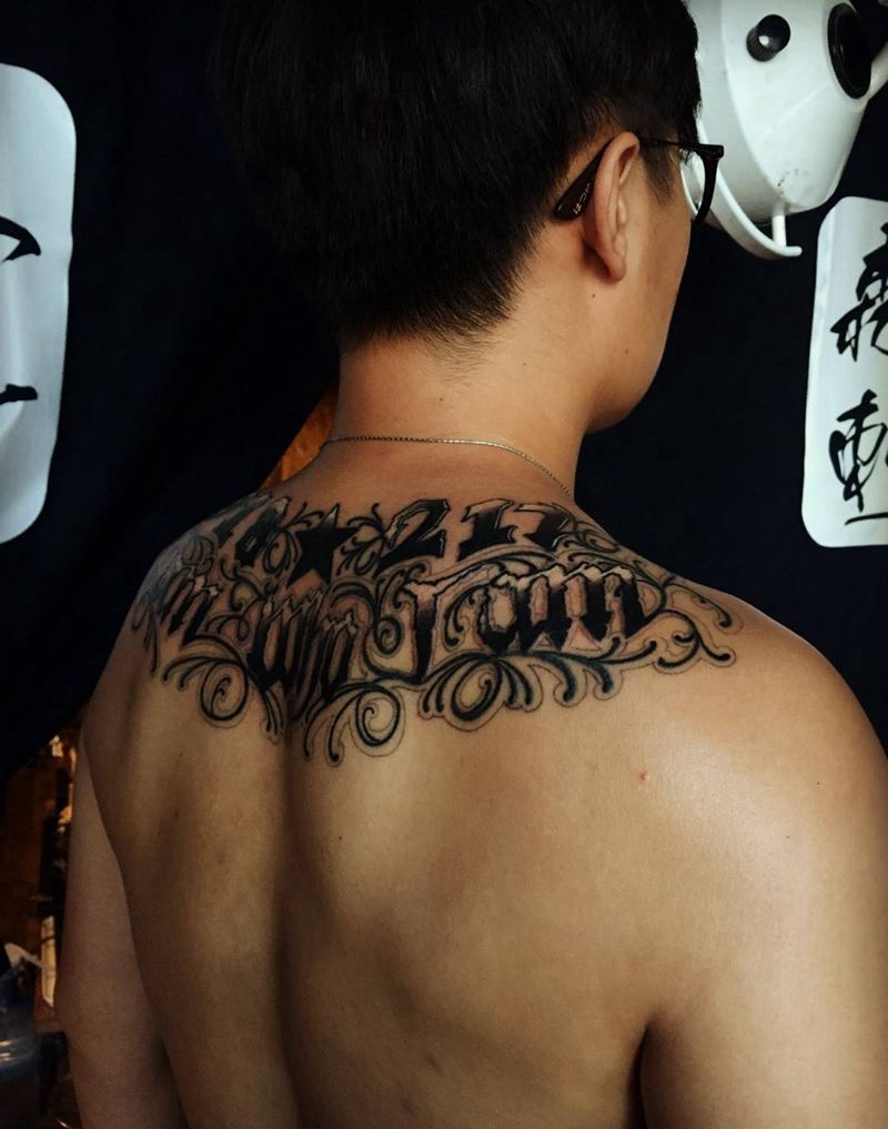 花体英文纹身图片_