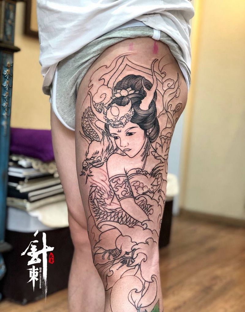 龙女纹身图片_