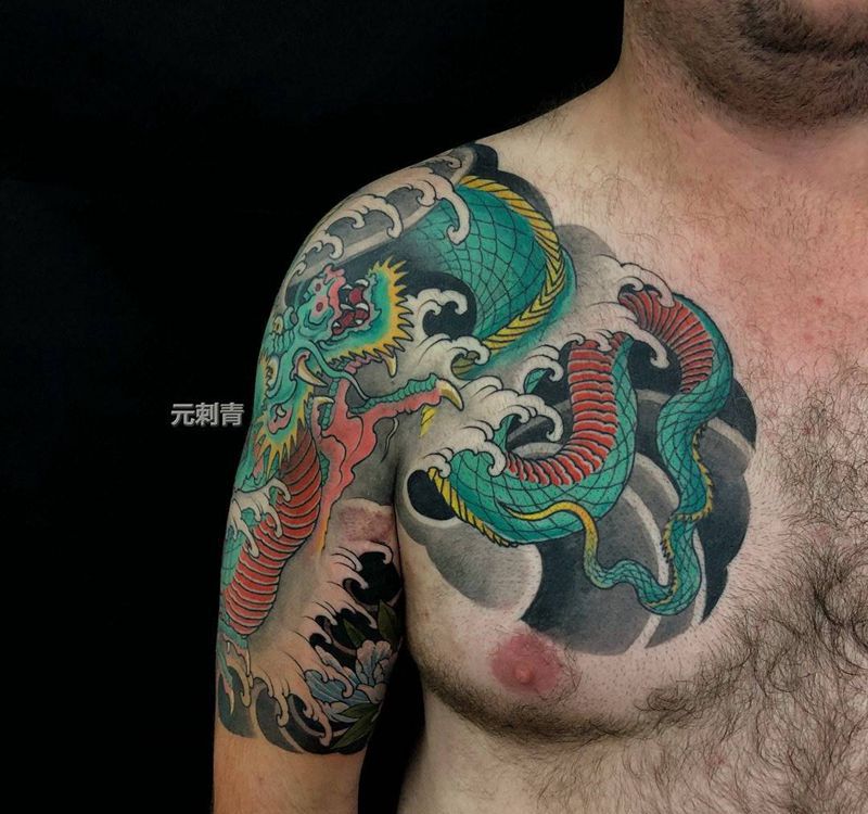 传统半甲风格纹身图片_手臂新传统纹身图案