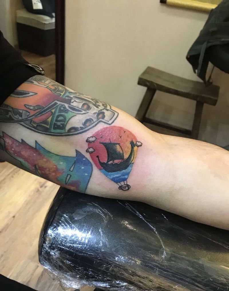 小帆船纹身图片_