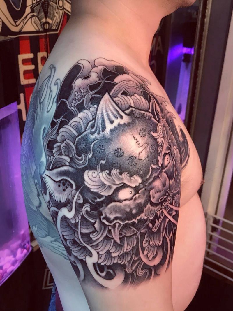 唐狮子纹身纹身图片_