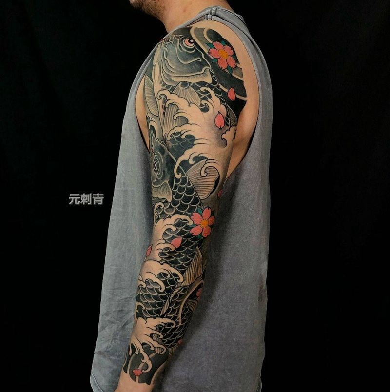 传统花臂系列纹身图片_手臂新传统纹身图案