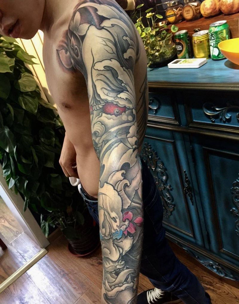 般若花臂纹身图片_