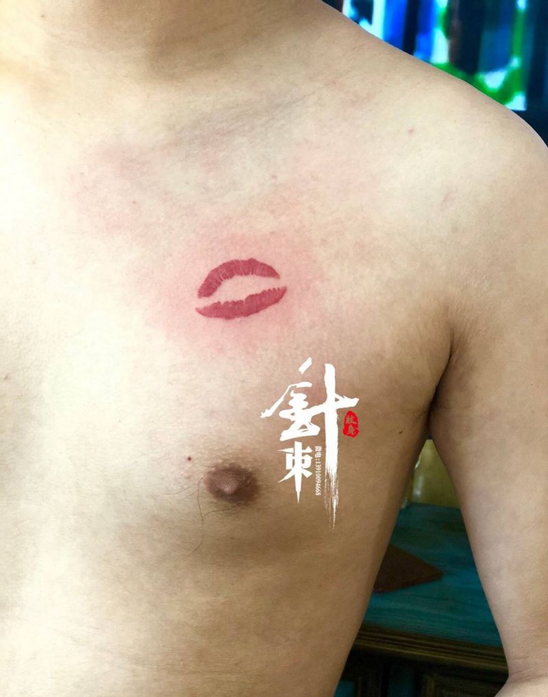 唇印纹身图片_