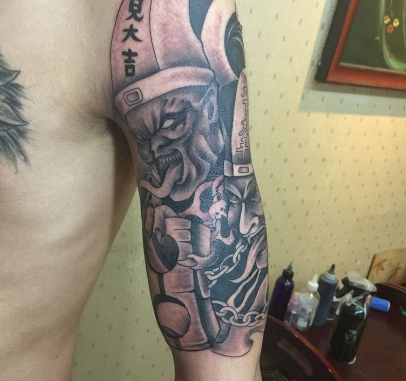 黑白无常纹身图片_