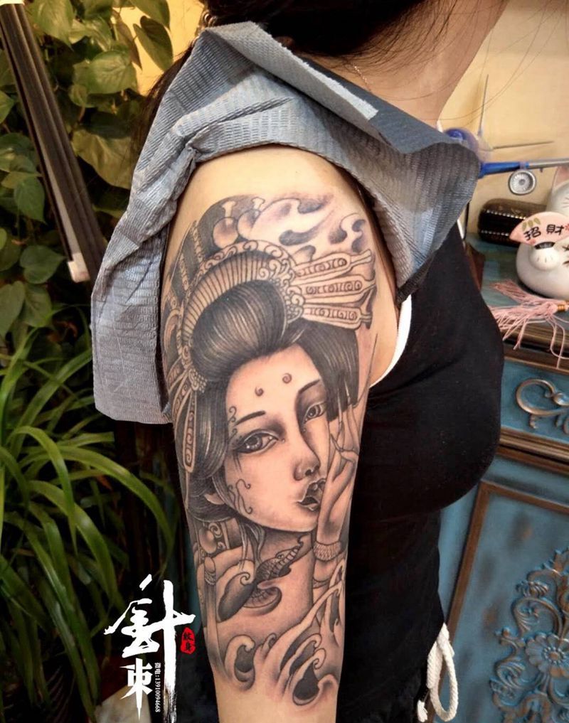 艺妓纹身图片_
