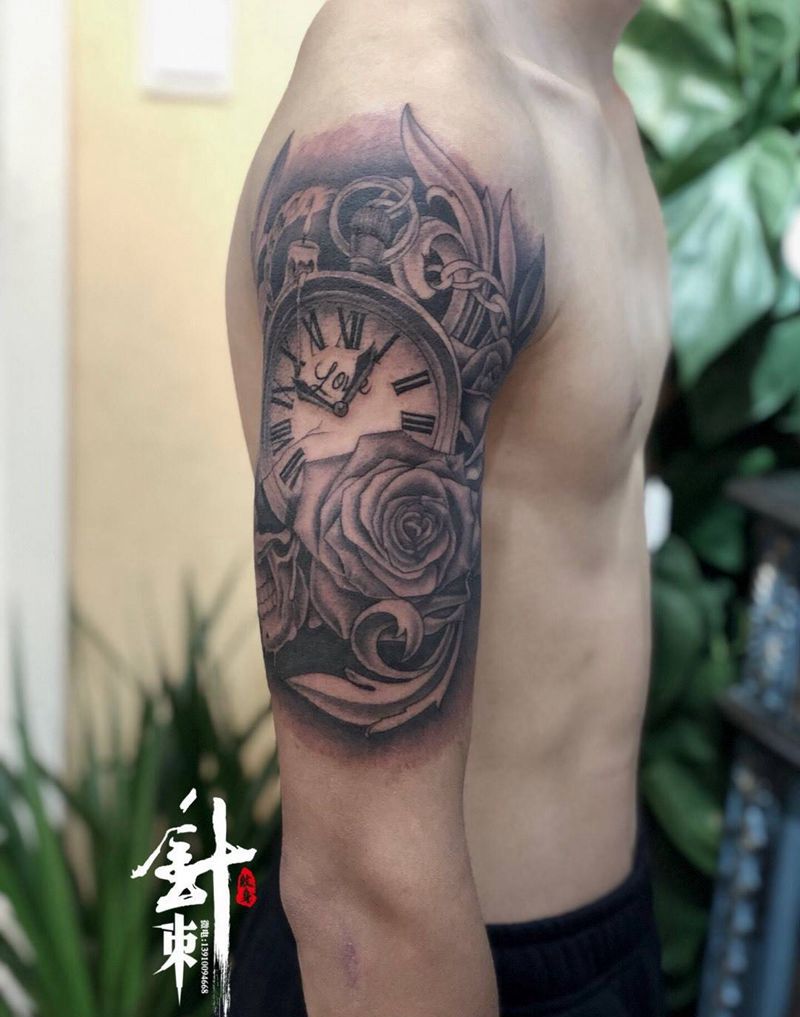 欧美怀表纹身图片_