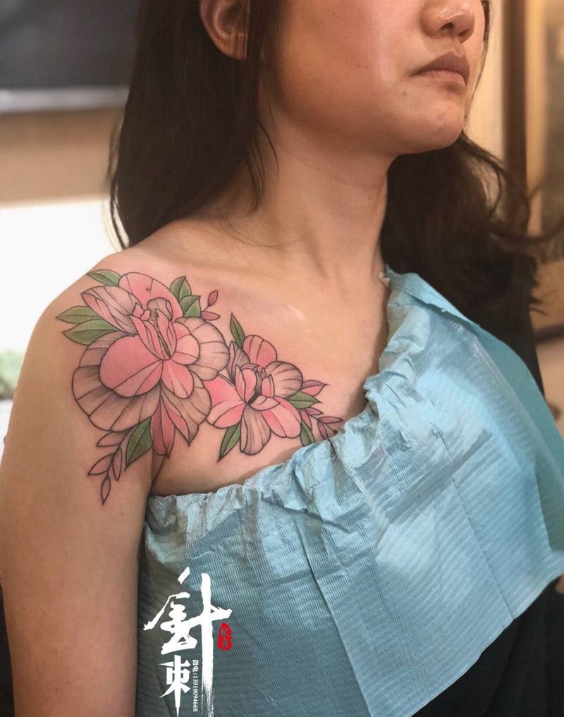 肩花纹身图片_