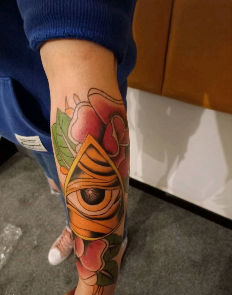 小花臂纹身图片_手臂水彩纹身图案