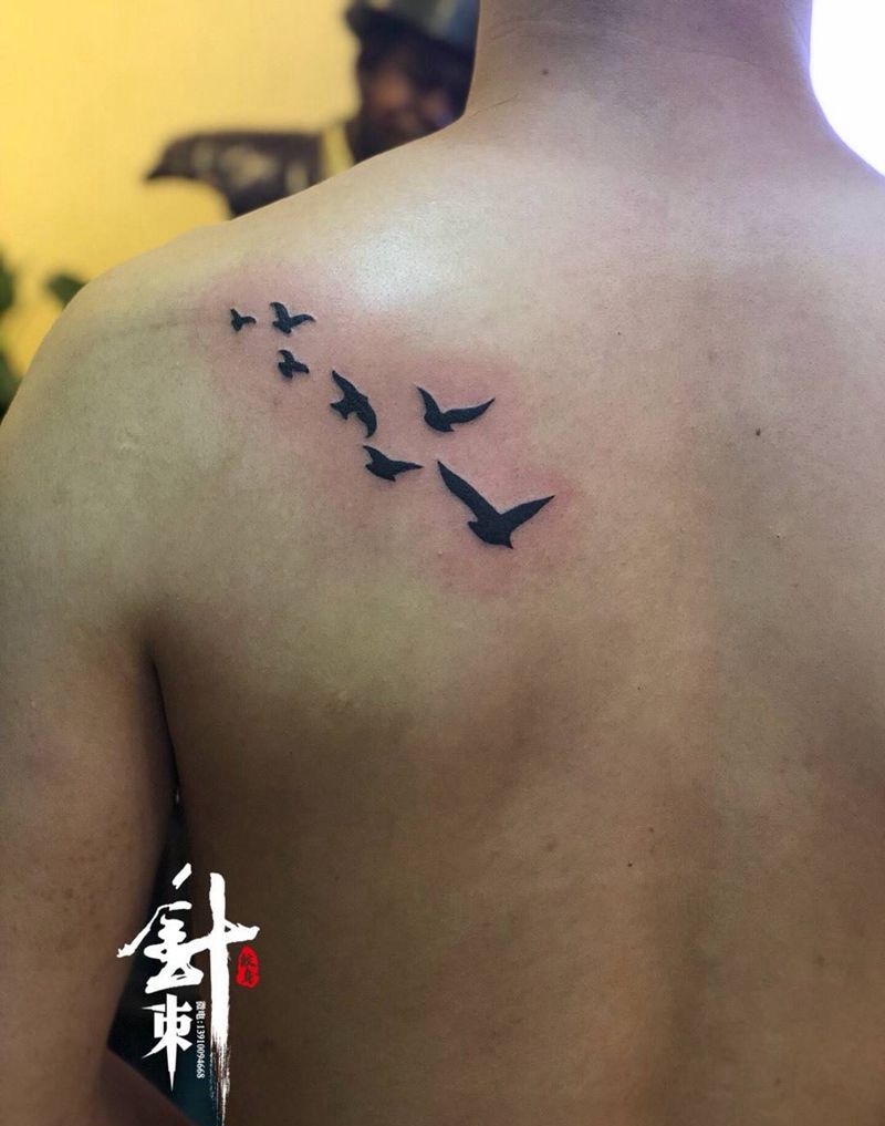 大雁纹身图片_