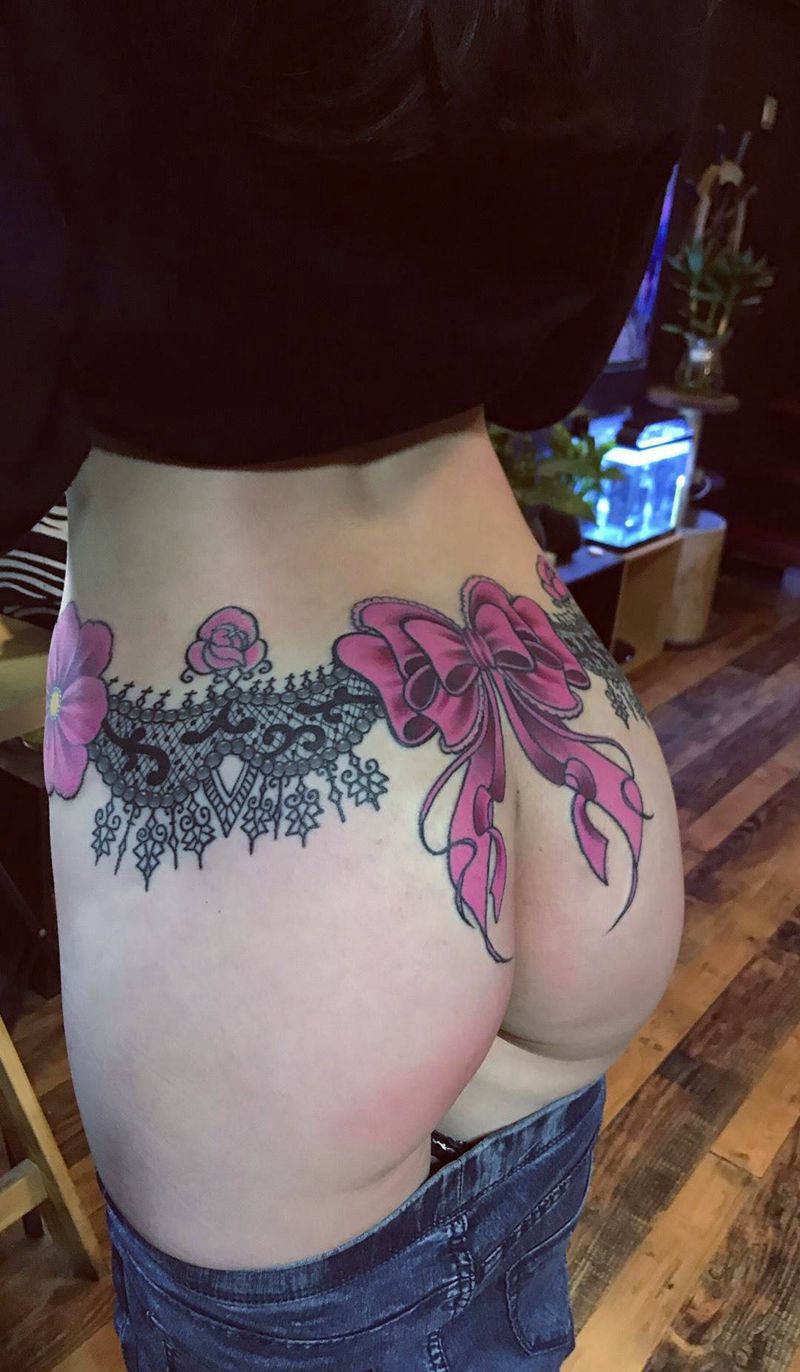 蕾丝蝴蝶结纹身图片_纹身 北京纹身森木刺青纹身图案