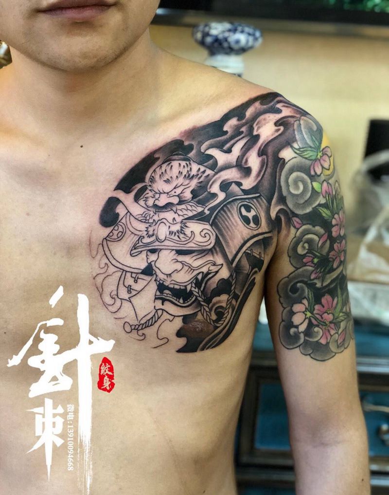 鬼武士纹身图片_