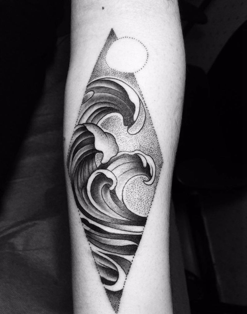 点刺海浪纹身图片_