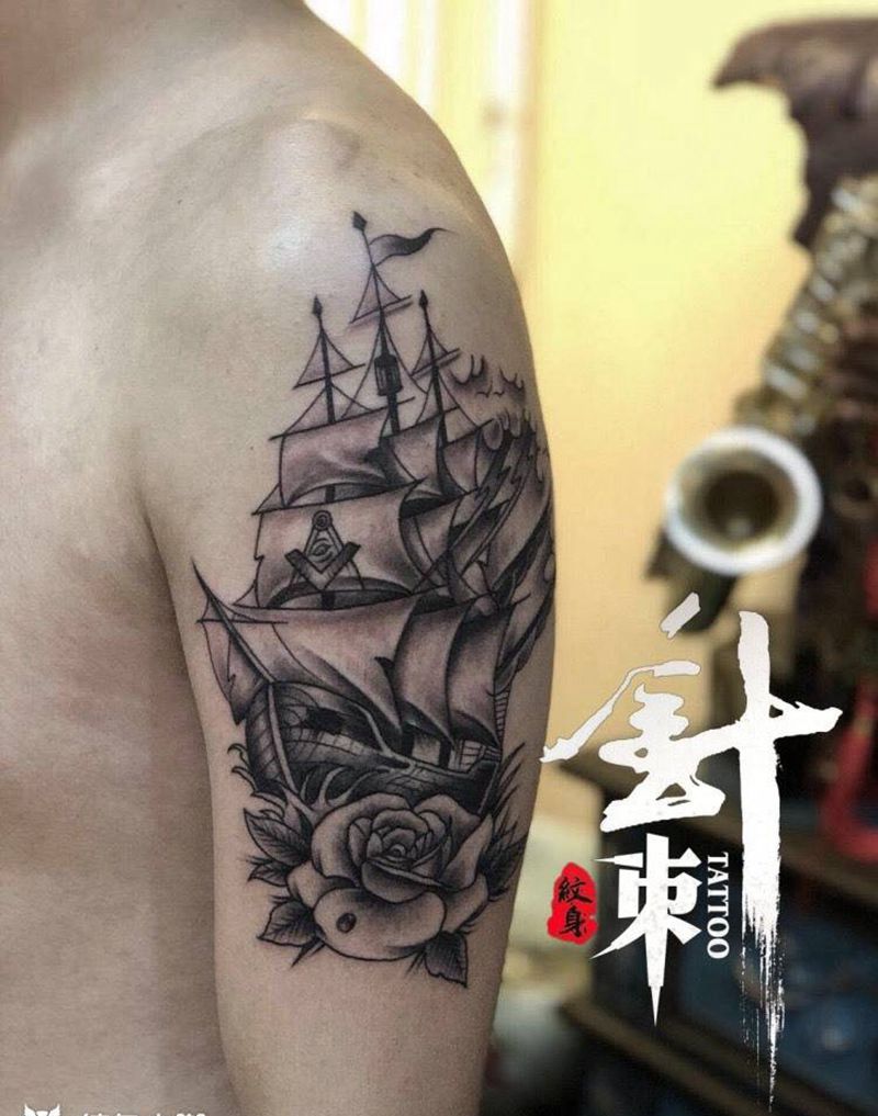 帆船纹身图片_