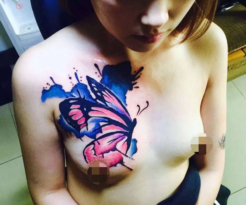 胸口遮盖纹身图片_