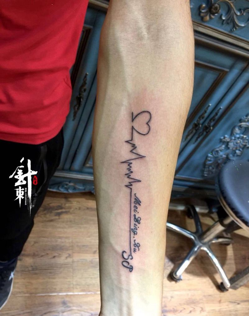 心电图英文纹身图片_