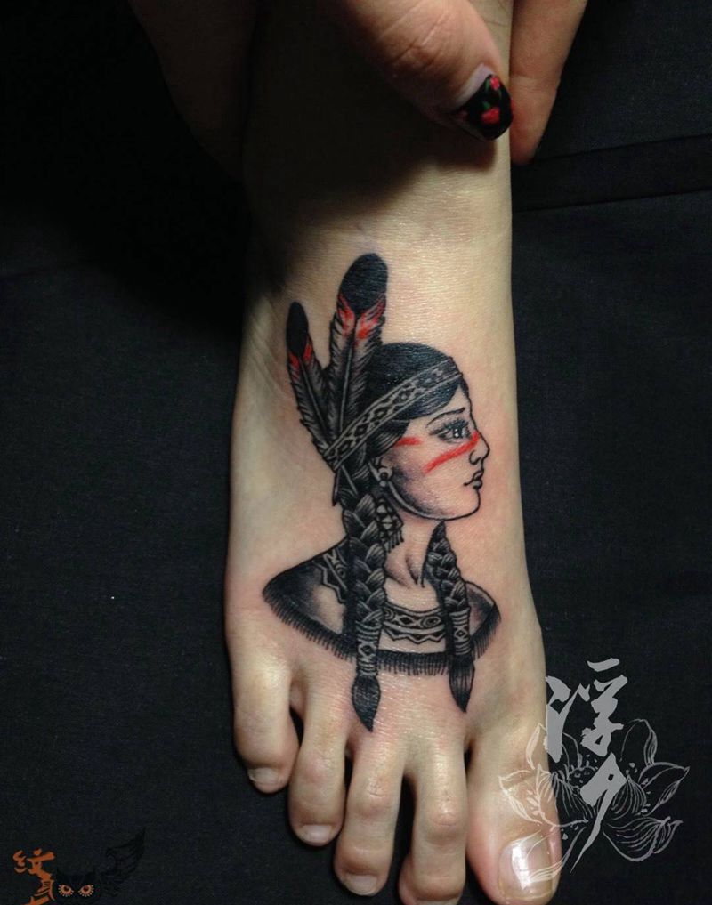 印第安小美女纹身图片_