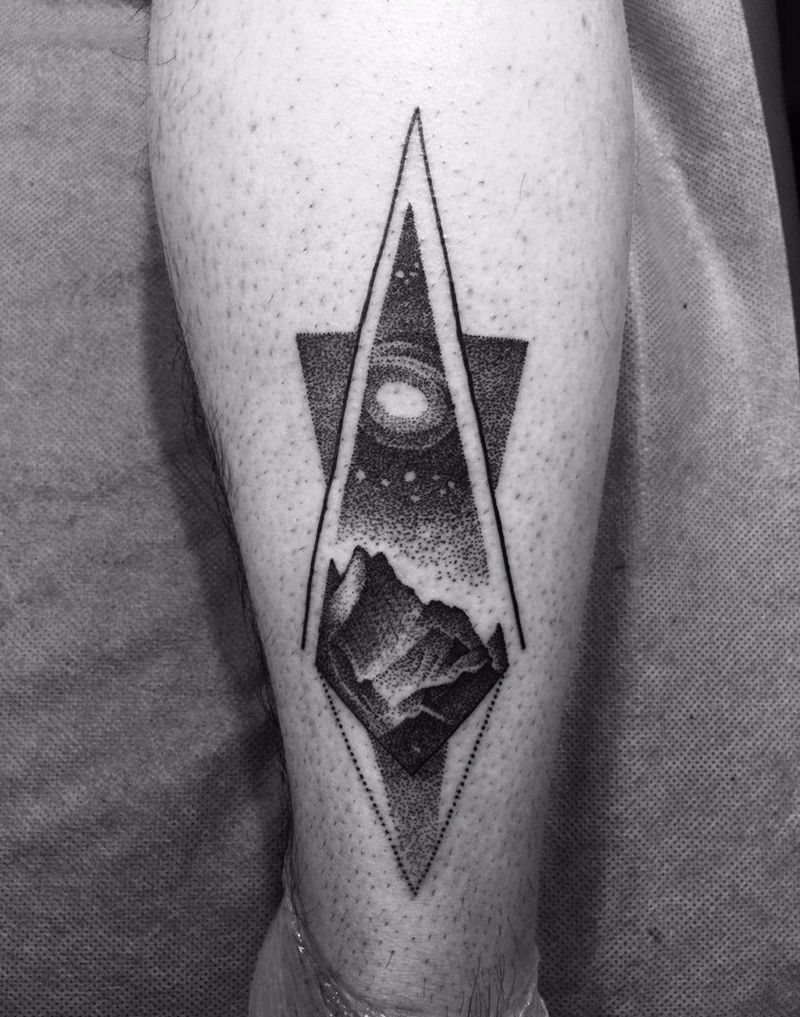 点刺山水纹身图片_