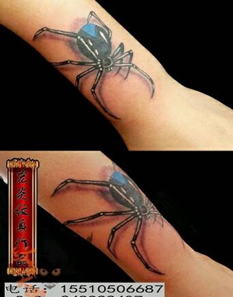 蜘蛛纹身图片_手臂写实动物纹身图案