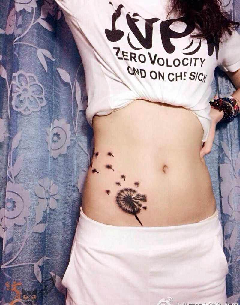 蒲公英纹身图片_成品腿部腰部腹部胸部臀部清新植物纹身图案