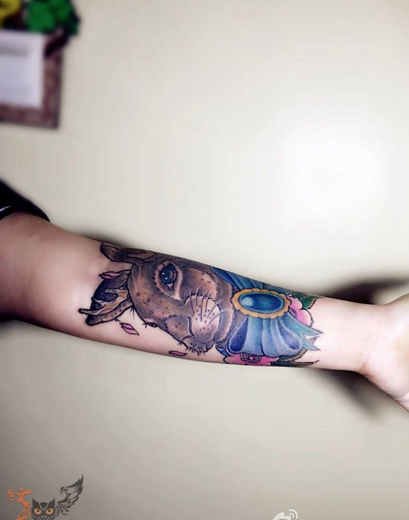 小臂纹身纹身图片_成品欧美school纹身图案