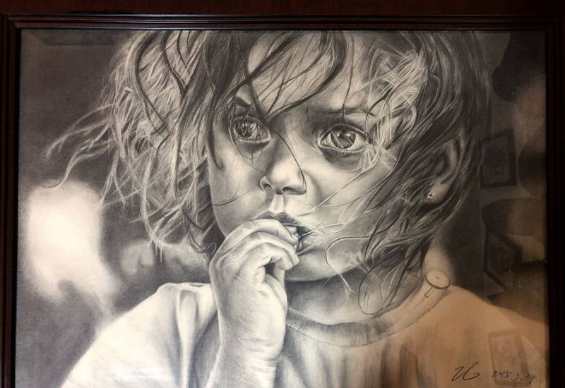 灾区儿童纹身图片_欧美写实小孩肖像纹身图案