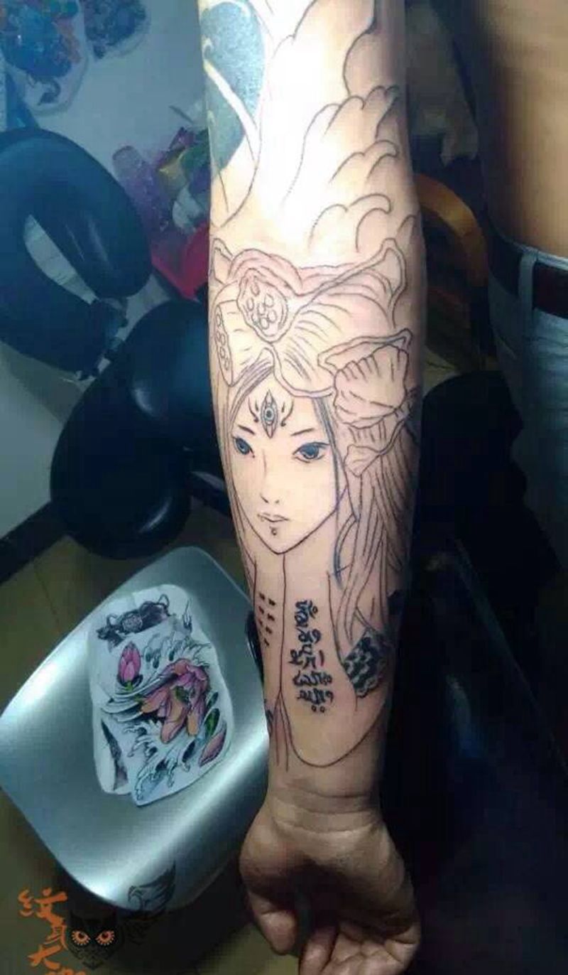 接花臂（未完待续）纹身图片_