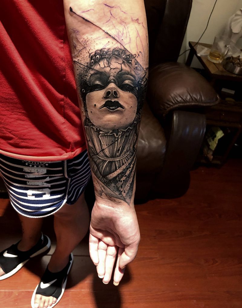 欧美肖像纹身图片_手臂欧美写实点刺肖像人物纹身图案