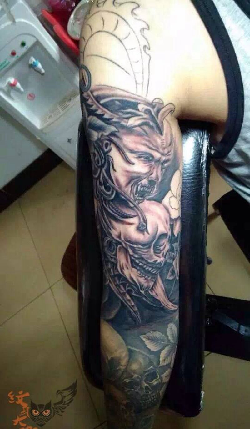 接花臂 未完作品纹身图片_