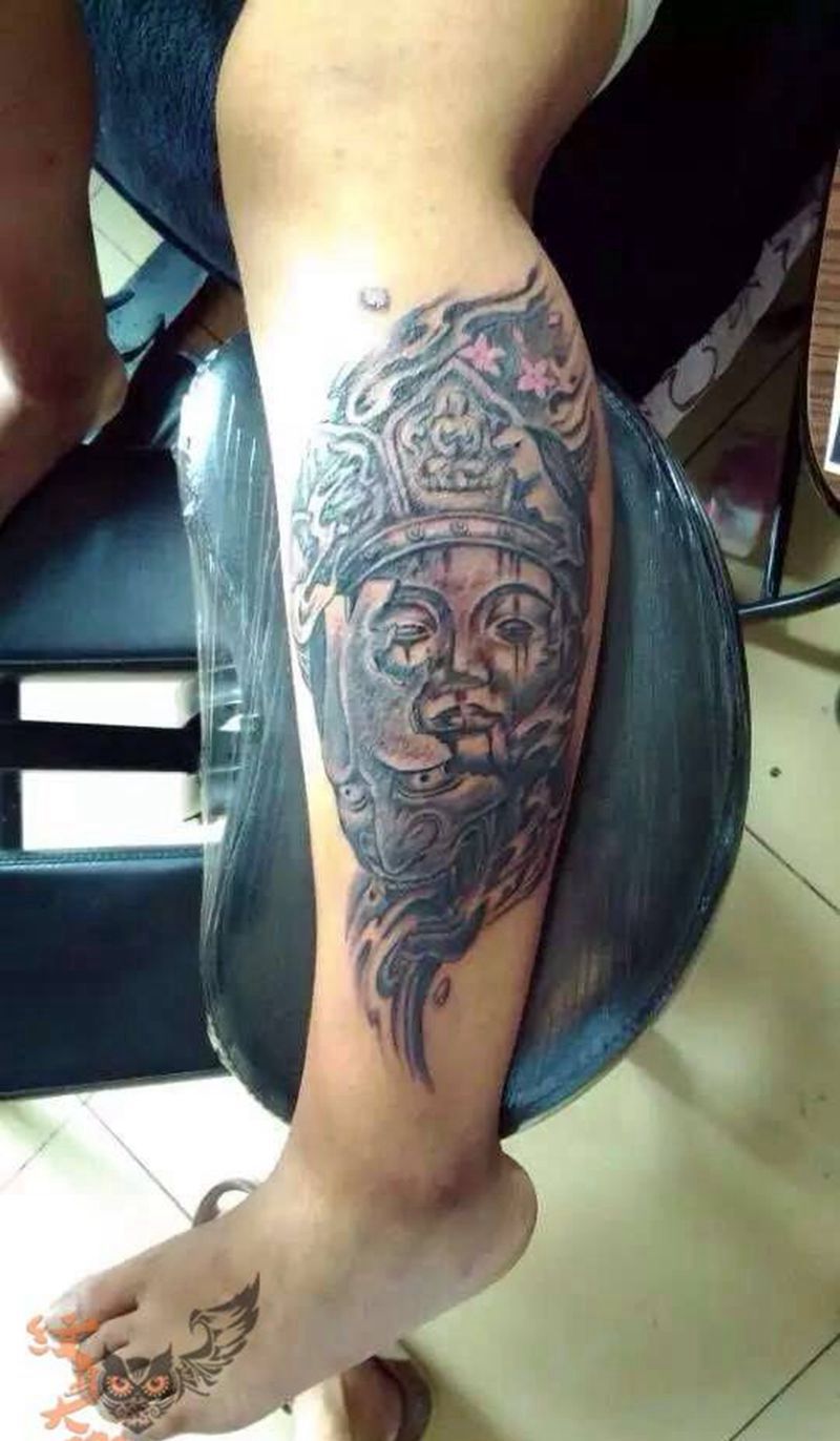 小腿纹身图片_成品腿部纹身图案