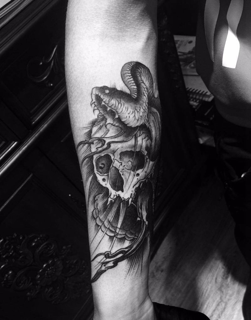 骷髅蛇纹身图片_